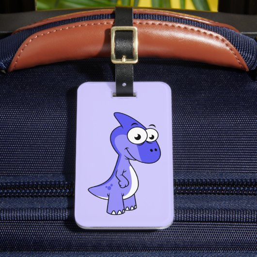 Schattigee afbeelding van een parasaurolophus dino bagagelabel (Voorkant Insitu 2)