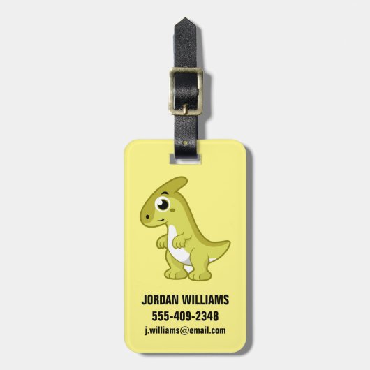Schattigee afbeelding van een parasaurolophus dino bagagelabel (Voorkant verticaal)