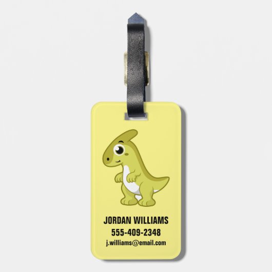 Schattigee afbeelding van een parasaurolophus dino bagagelabel (Achterkant verticaal)