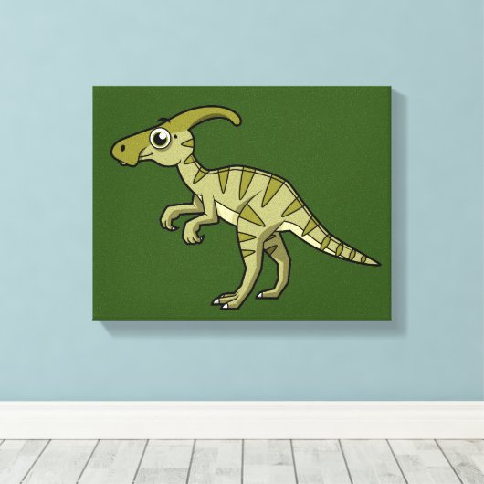 Schattigee afbeelding van een parasaurolophus dino canvas afdruk (Insitu (Houten vloer))