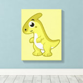 Schattigee afbeelding van een parasaurolophus dino canvas afdruk (Insitu (Houten vloer))