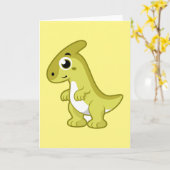 Schattigee afbeelding van een parasaurolophus dino kaart (Gele Bloem)