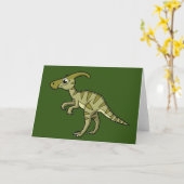 Schattigee afbeelding van een parasaurolophus dino kaart (Gele Bloem)