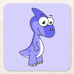 Schattigee afbeelding van een parasaurolophus dino kartonnen onderzetters