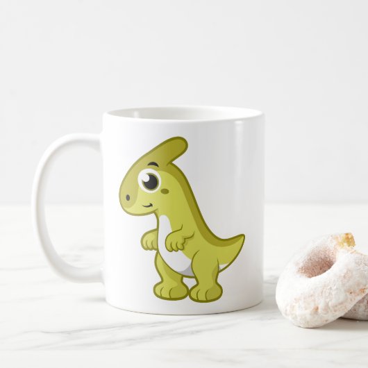 Schattigee afbeelding van een parasaurolophus dino koffiemok (Met donut)