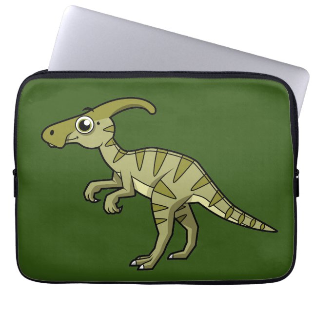 Schattigee afbeelding van een parasaurolophus dino laptop sleeve (Voorkant)
