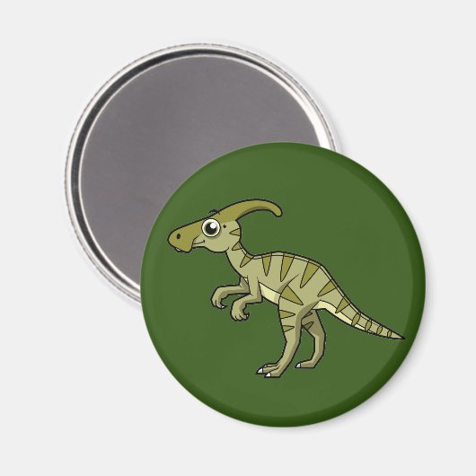 Schattigee afbeelding van een parasaurolophus dino magneet (Voorkant / Achterkant)