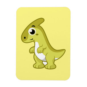 Schattigee afbeelding van een parasaurolophus dino magneet