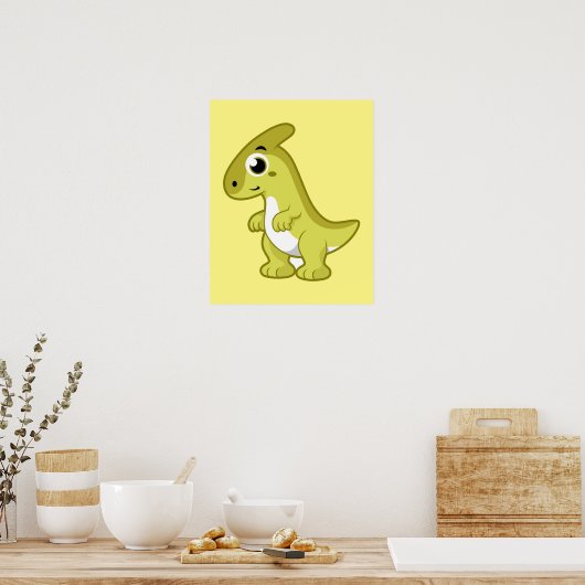 Schattigee afbeelding van een parasaurolophus dino poster (Keuken)