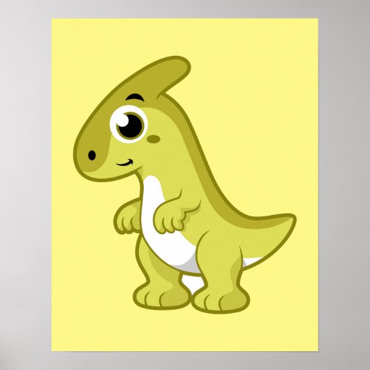 Schattigee afbeelding van een parasaurolophus dino poster (Voorkant)