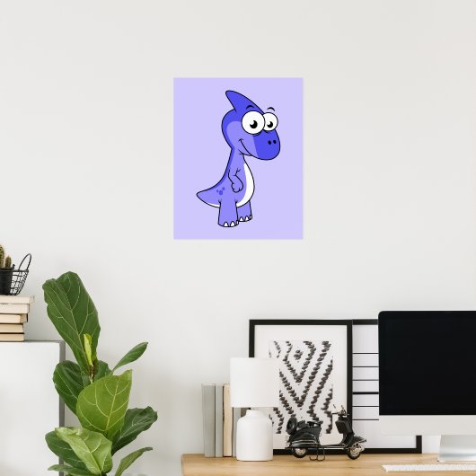 Schattigee afbeelding van een parasaurolophus dino poster (Thuiskantoor)