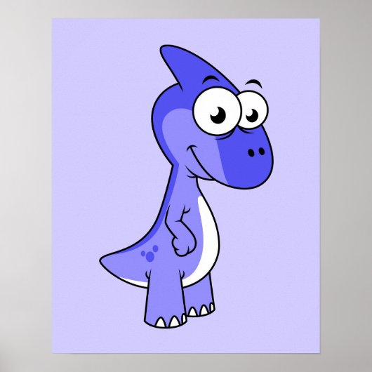 Schattigee afbeelding van een parasaurolophus dino poster (Voorkant)