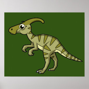 Schattigee afbeelding van een parasaurolophus dino poster