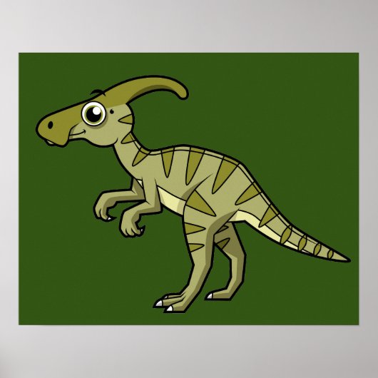 Schattigee afbeelding van een parasaurolophus dino poster (Voorkant)