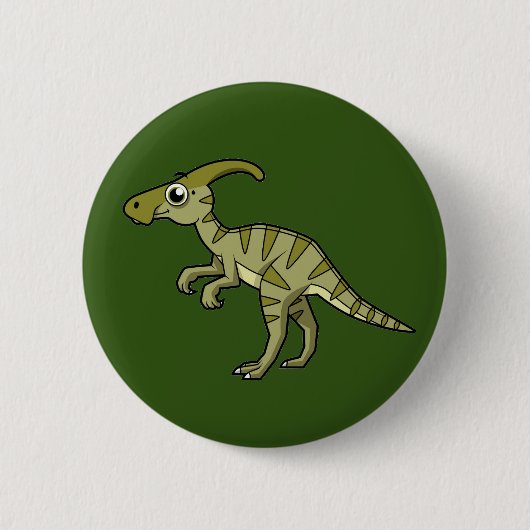 Schattigee afbeelding van een parasaurolophus dino ronde button 5,7 cm (Voorkant)