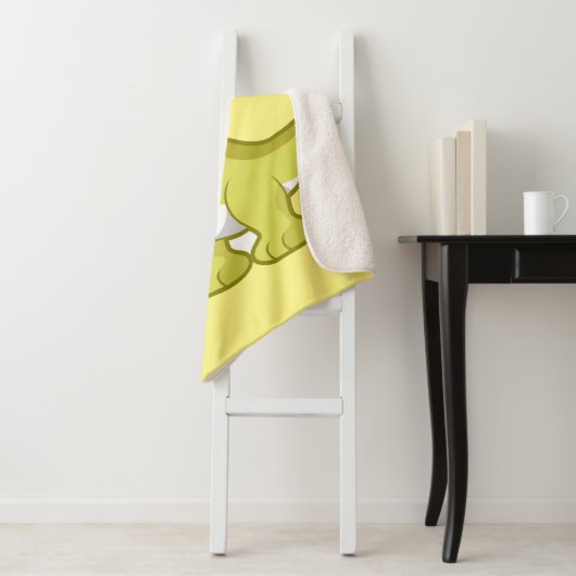 Schattigee afbeelding van een parasaurolophus dino sherpa deken (In situ)