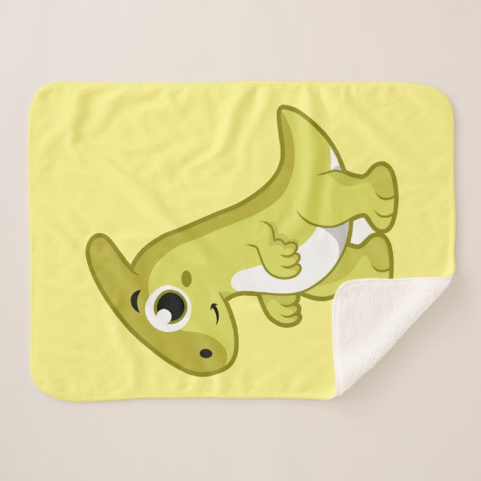 Schattigee afbeelding van een parasaurolophus dino sherpa deken (Voorkant (horizontaal))