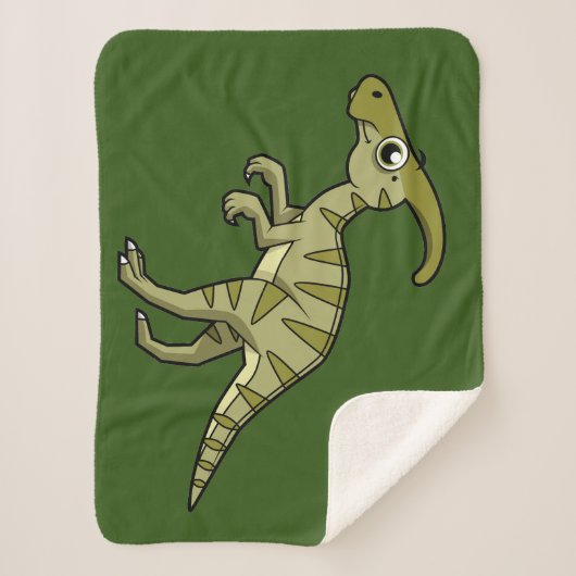 Schattigee afbeelding van een parasaurolophus dino sherpa deken (Voorkant)