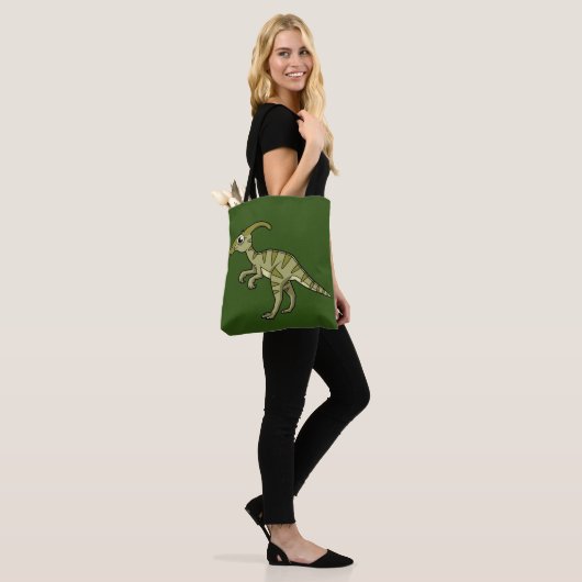 Schattigee afbeelding van een parasaurolophus dino tote bag (Op model)