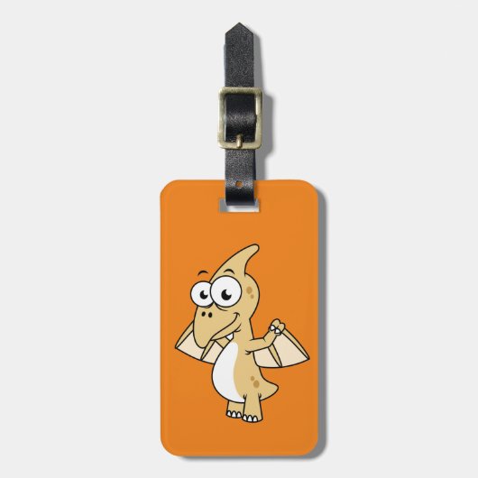 Schattigee afbeelding van een pterodactyl. 2 bagagelabel (Voorkant verticaal)