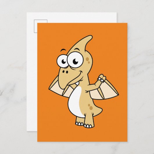 Schattigee afbeelding van een pterodactyl. 2 briefkaart (Voorkant / Achterkant)