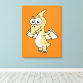 Schattigee afbeelding van een pterodactyl. 2 canvas afdruk (Insitu (Houten vloer))