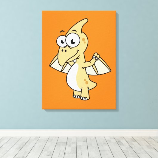Schattigee afbeelding van een pterodactyl. 2 canvas afdruk (Insitu (Houten vloer))