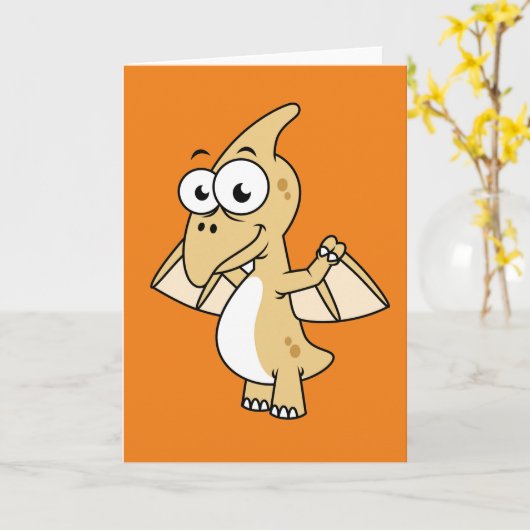 Schattigee afbeelding van een pterodactyl. 2 kaart (Gele Bloem)