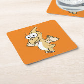 Schattigee afbeelding van een pterodactyl. 2 kartonnen onderzetters (Schuin)