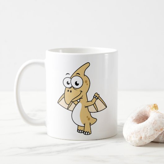 Schattigee afbeelding van een pterodactyl. 2 koffiemok (Met donut)