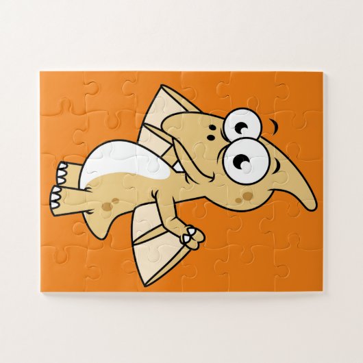 Schattigee afbeelding van een pterodactyl. 2 legpuzzel (Horizontaal)
