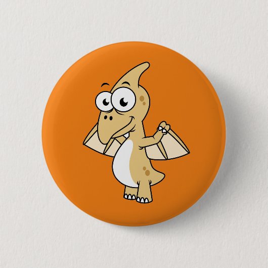 Schattigee afbeelding van een pterodactyl. 2 ronde button 5,7 cm (Voorkant)