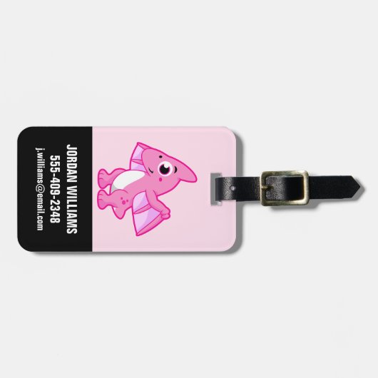 Schattigee afbeelding van een pterodactyl. bagagelabel (Voorkant horizontaal)