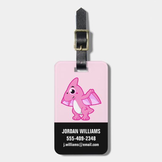 Schattigee afbeelding van een pterodactyl. bagagelabel (Voorkant verticaal)