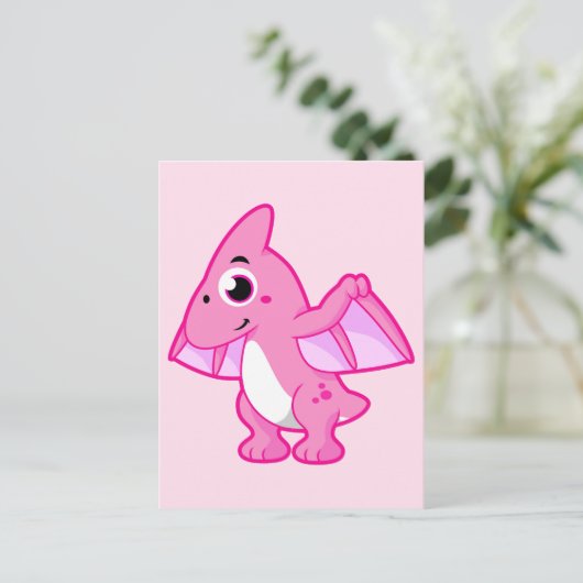 Schattigee afbeelding van een pterodactyl. briefkaart (Staand voorkant)
