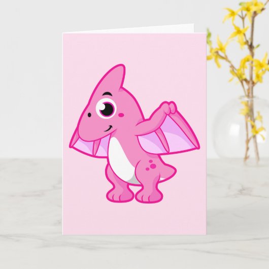 Schattigee afbeelding van een pterodactyl. kaart (Gele Bloem)