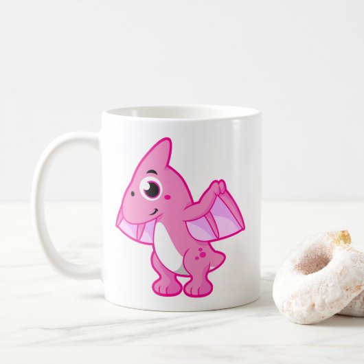 Schattigee afbeelding van een pterodactyl. koffiemok (Met donut)