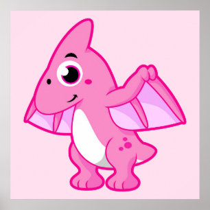 Schattigee afbeelding van een pterodactyl. poster