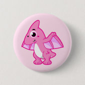 Schattigee afbeelding van een pterodactyl. ronde button 5,7 cm (Voorkant)