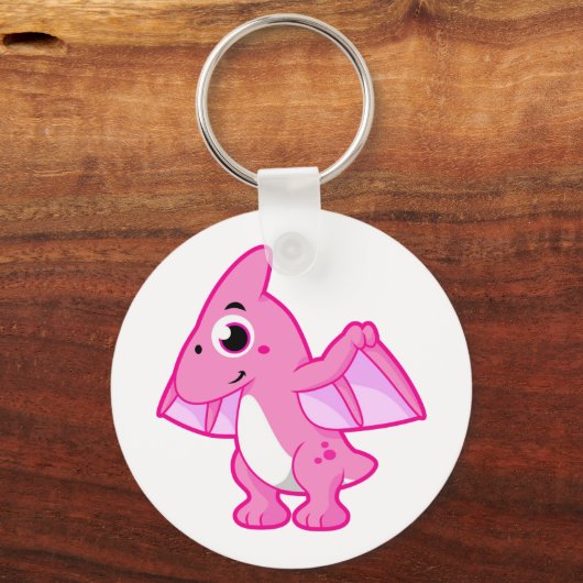 Schattigee afbeelding van een pterodactyl. sleutelhanger (Achterkant)