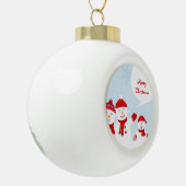 Schattigee afbeelding van een sneeuwman met sneeuw keramische bal ornament (Links)