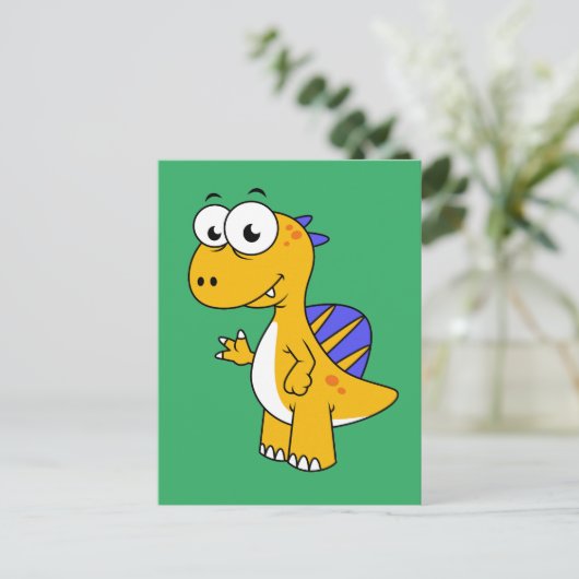 Schattigee afbeelding van een spinosaurus. 2 briefkaart (Staand voorkant)