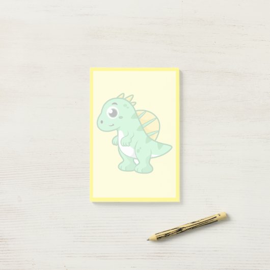 Schattigee afbeelding van een spinosaurus. post-it® notes (Op bureau)