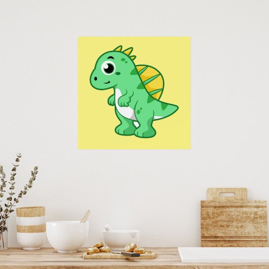 Schattigee afbeelding van een spinosaurus. poster (Keuken)