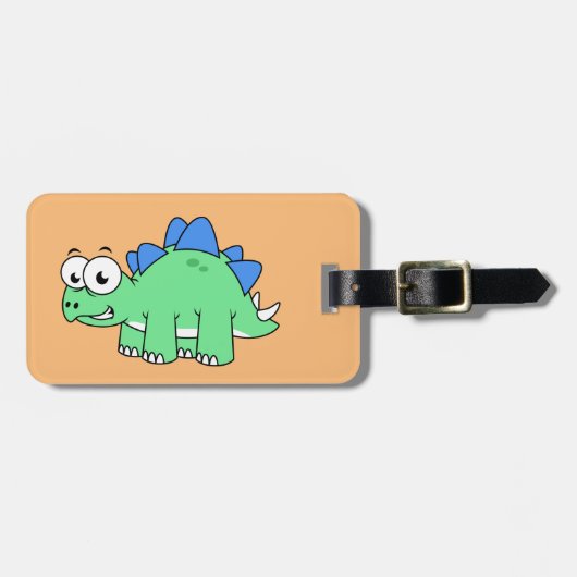 Schattigee afbeelding van een stegosaurus. 2 bagagelabel (Voorkant horizontaal)