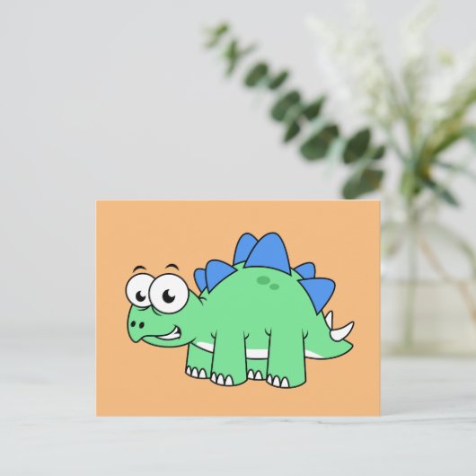 Schattigee afbeelding van een stegosaurus. 2 briefkaart (Staand voorkant)