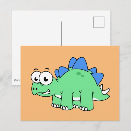 Schattigee afbeelding van een stegosaurus. 2 briefkaart (Voorkant / Achterkant)