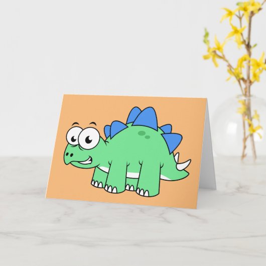 Schattigee afbeelding van een stegosaurus. 2 kaart (Gele Bloem)