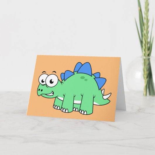 Schattigee afbeelding van een stegosaurus. 2 kaart (Voorkant)