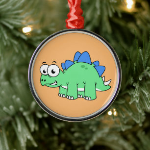 Schattigee afbeelding van een stegosaurus. 2 metalen ornament